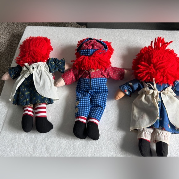 🔥🔥🔥Vintage Raggedy ANN & ANDY Plush Rag 3 Dolls 12" - Picture 6 of 7